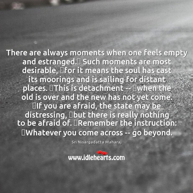There are always moments when one feels empty and estranged.  Such moments Sri Nisargadatta Maharaj Picture Quote